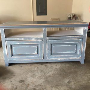 Refinish old brown tv stand to beach chic