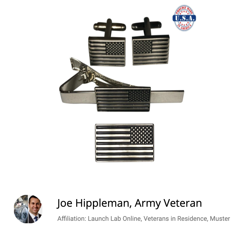 American flag belt buckle and tie clip
