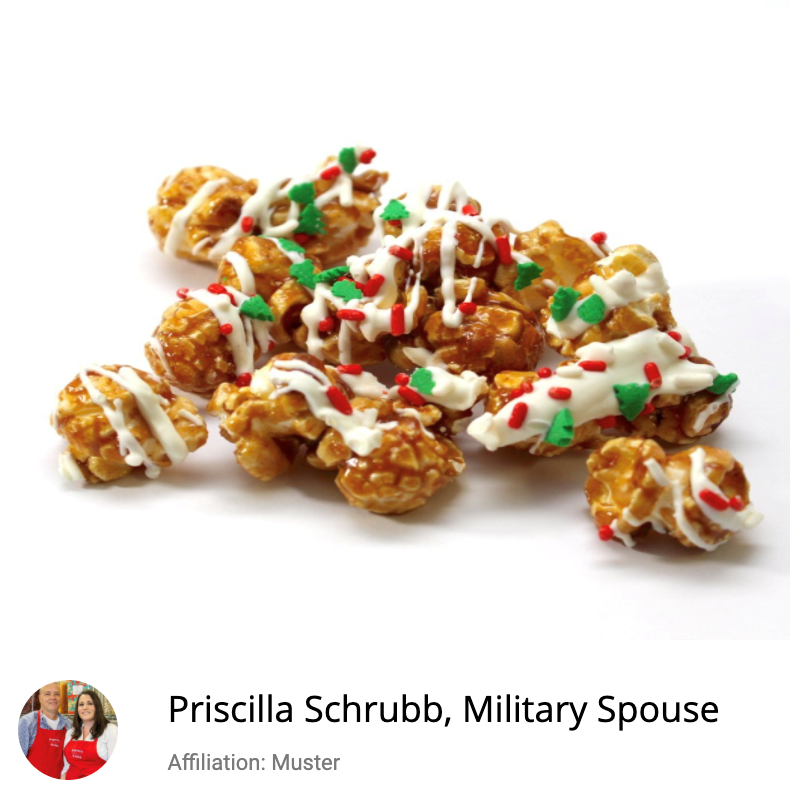 Popcorn drizzled with red white and green glaze