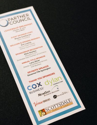 A program brochure listing sponsors, with Dylan Consulting listed as one of them