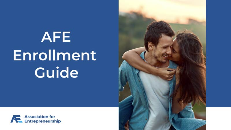 AFE Enrollment Guide cover with a happy couple hugging